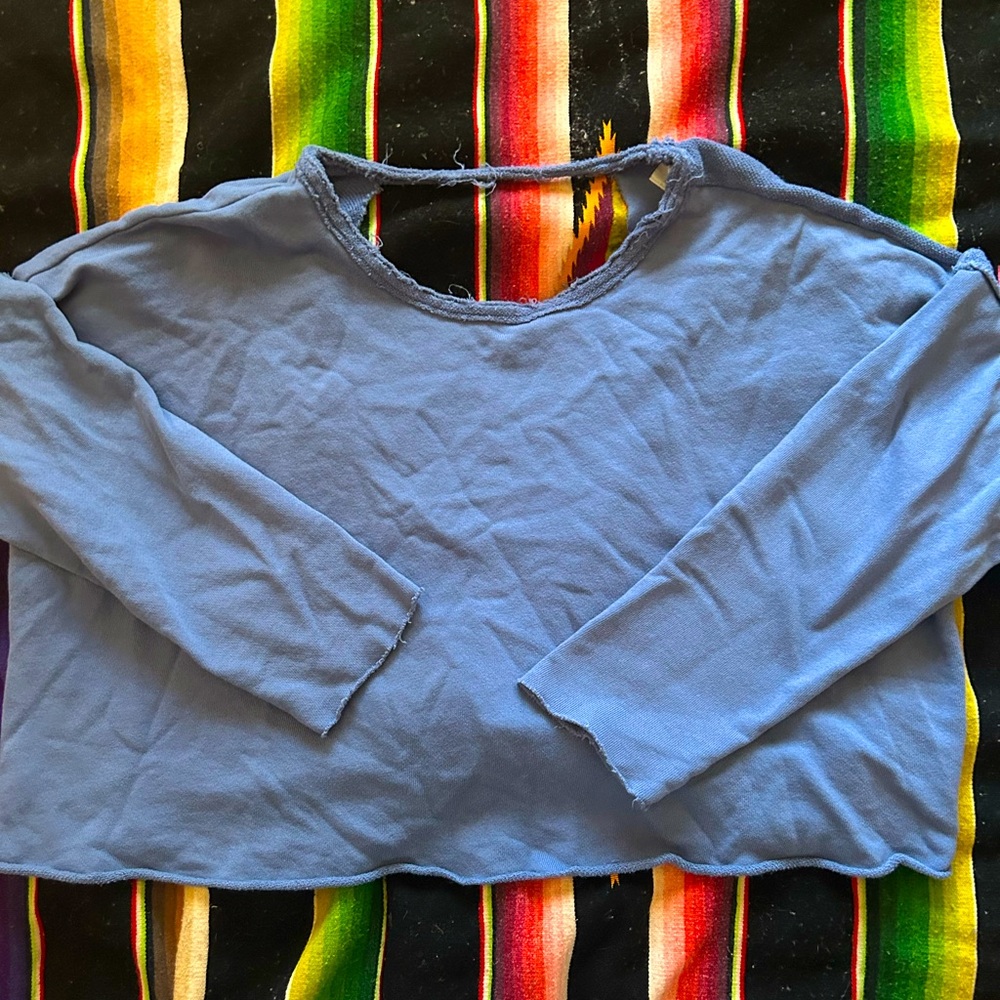 Aerie Open Back Blue Crop Sweatshirt